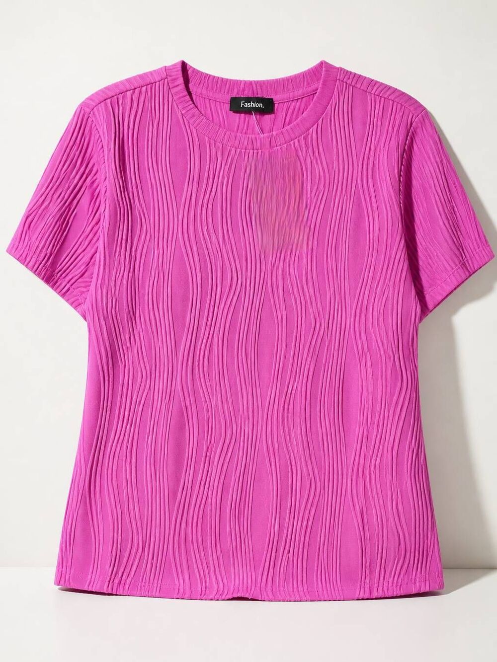 🔸️NWT Hot Pink Fitted Textured Short Sleeve Top Medium
